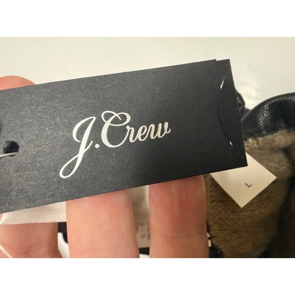 J.Crew‎ Black Leather Cashmere Lined Tech Touch Gloves Womens Size L NEW B5086
